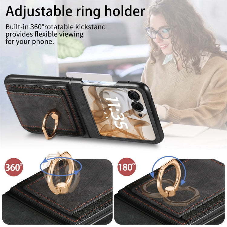For Motorola Razr 50 Ultra Retro Skin-feel Ring Card Bag Phone Case