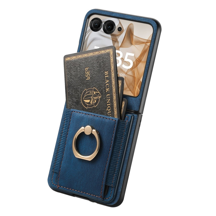 For Motorola Razr 50 Ultra Retro Skin-feel Ring Card Bag Phone Case