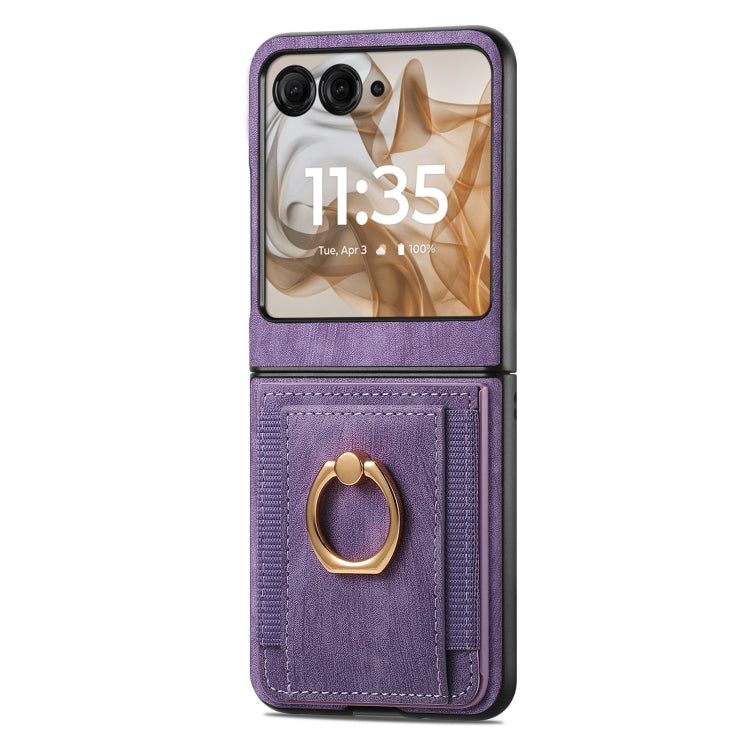 For Motorola Razr 50 Ultra Retro Skin-feel Ring Card Bag Phone Case