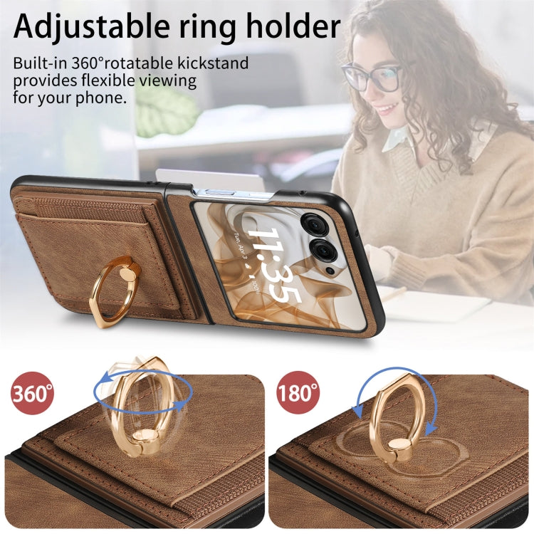 For Motorola Razr 50 Ultra Retro Skin-feel Ring Card Bag Phone Case