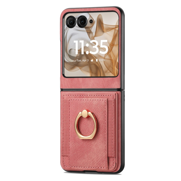 For Motorola Razr 50 Ultra Retro Skin-feel Ring Card Bag Phone Case