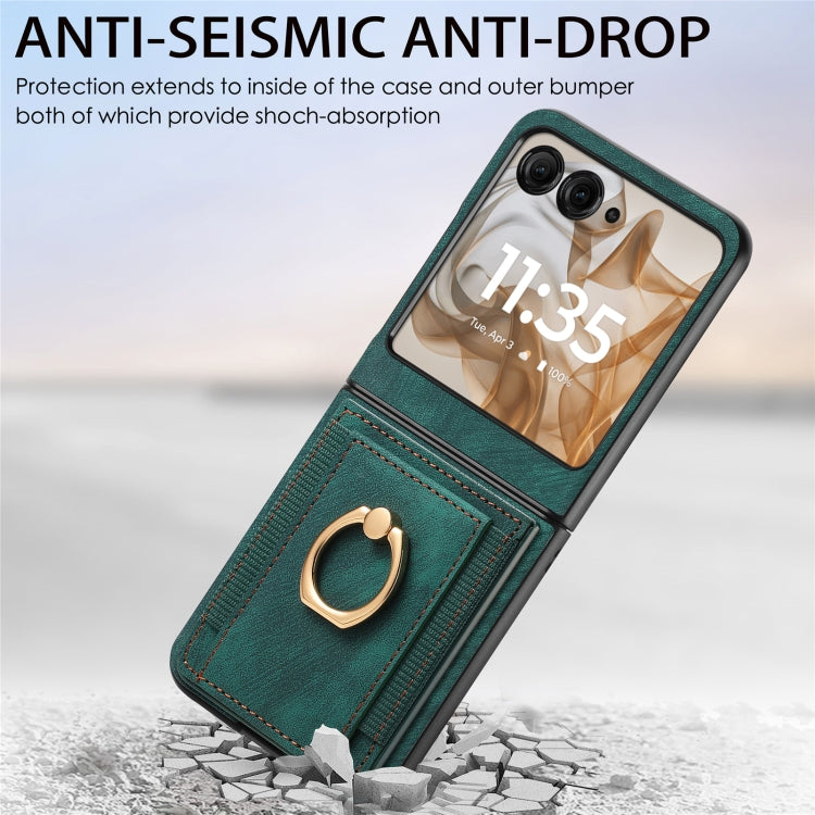 For Motorola Razr 50 Ultra Retro Skin-feel Ring Card Bag Phone Case