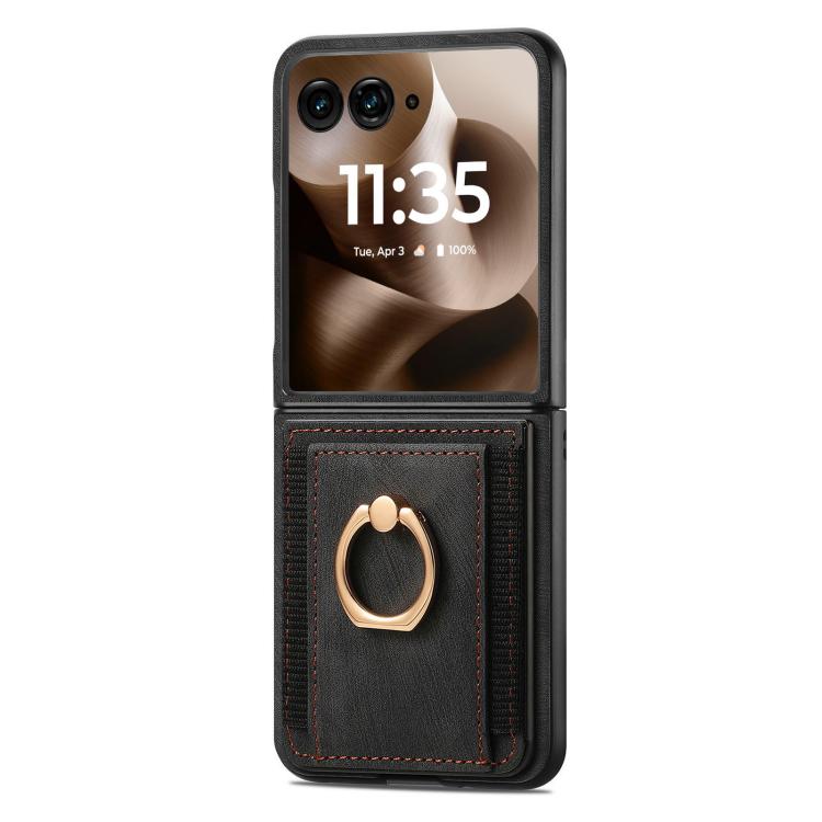 For Motorola Razr 60 Retro Skin-feel Ring Card Bag Phone Case