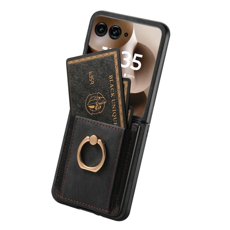 For Motorola Razr 60 Retro Skin-feel Ring Card Bag Phone Case