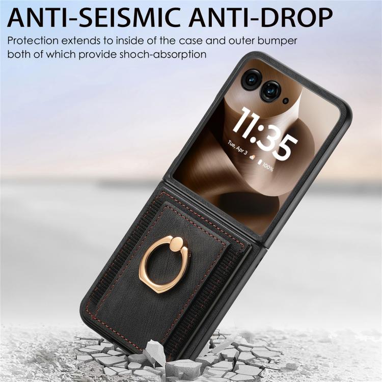 For Motorola Razr 60 Retro Skin-feel Ring Card Bag Phone Case