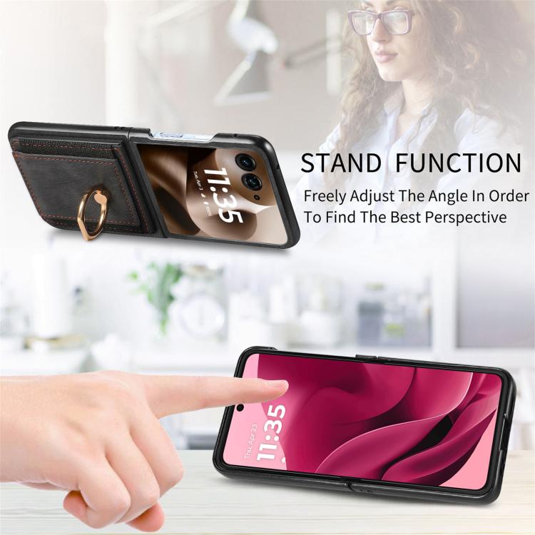 For Motorola Razr 60 Retro Skin-feel Ring Card Bag Phone Case