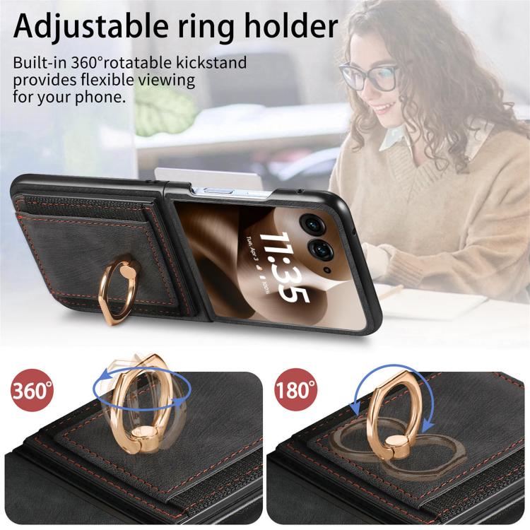 For Motorola Razr 60 Retro Skin-feel Ring Card Bag Phone Case
