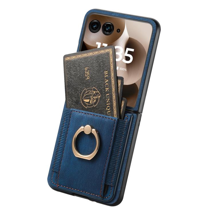 For Motorola Razr 60 Retro Skin-feel Ring Card Bag Phone Case