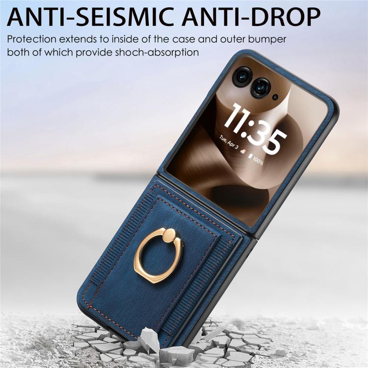 For Motorola Razr 60 Retro Skin-feel Ring Card Bag Phone Case