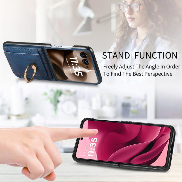 For Motorola Razr 60 Retro Skin-feel Ring Card Bag Phone Case