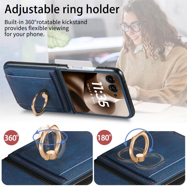 For Motorola Razr 60 Retro Skin-feel Ring Card Bag Phone Case