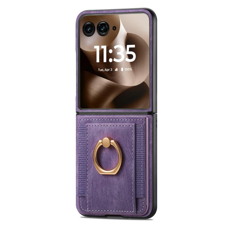 For Motorola Razr 60 Retro Skin-feel Ring Card Bag Phone Case