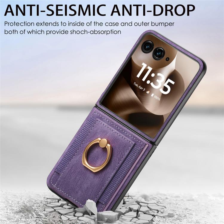 For Motorola Razr 60 Retro Skin-feel Ring Card Bag Phone Case