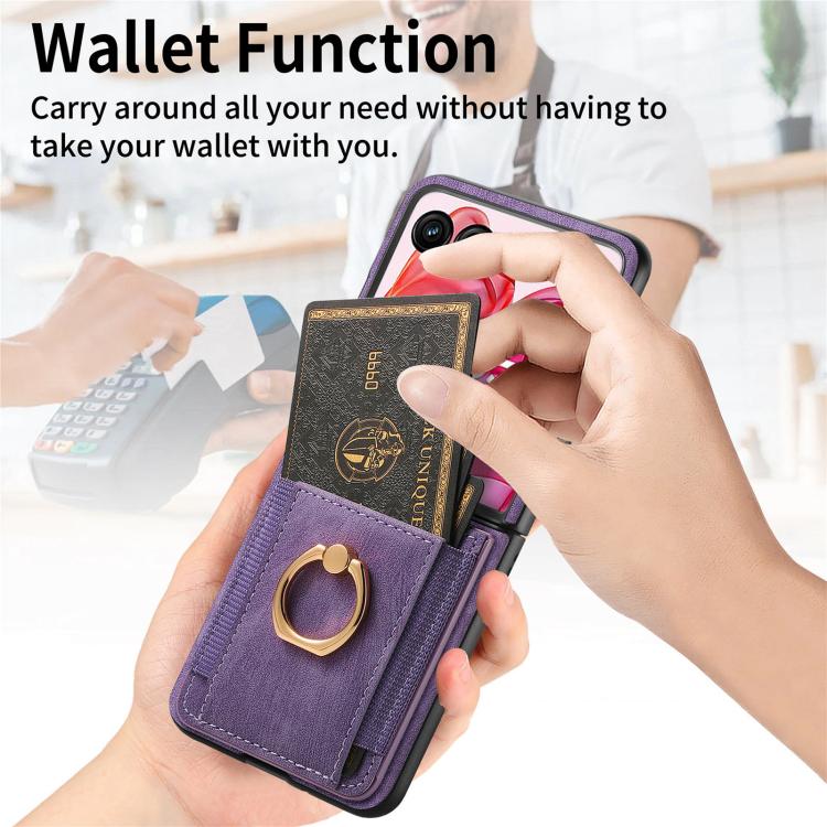 For Motorola Razr 60 Retro Skin-feel Ring Card Bag Phone Case