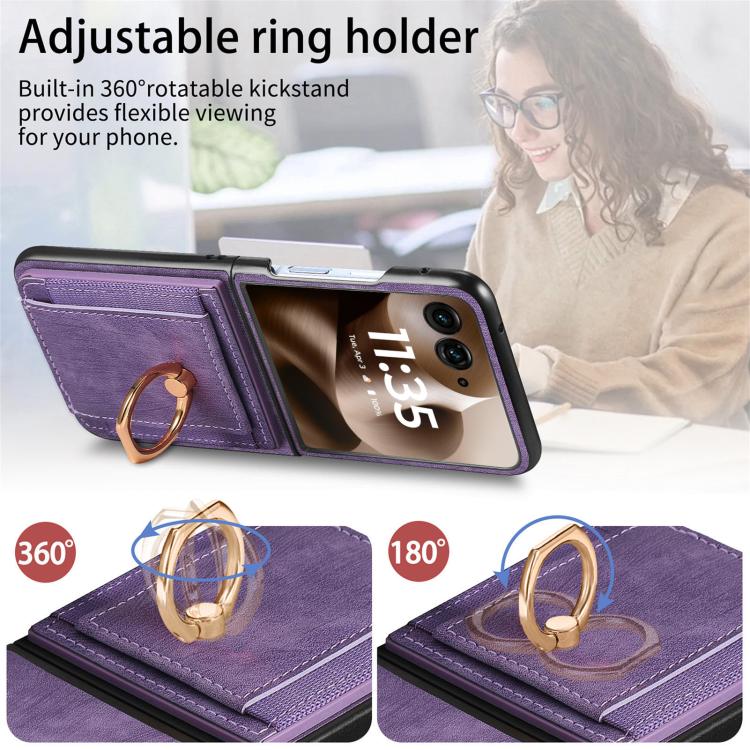 For Motorola Razr 60 Retro Skin-feel Ring Card Bag Phone Case