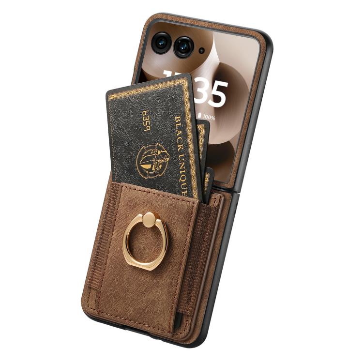 For Motorola Razr 60 Retro Skin-feel Ring Card Bag Phone Case