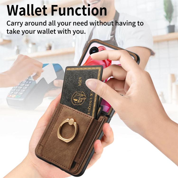 For Motorola Razr 60 Retro Skin-feel Ring Card Bag Phone Case