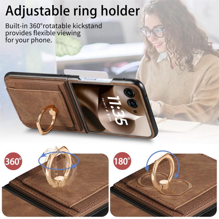 For Motorola Razr 60 Retro Skin-feel Ring Card Bag Phone Case