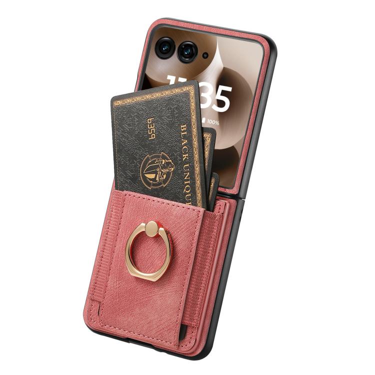 For Motorola Razr 60 Retro Skin-feel Ring Card Bag Phone Case