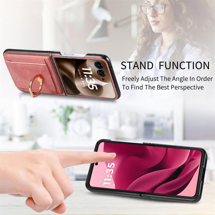 For Motorola Razr 60 Retro Skin-feel Ring Card Bag Phone Case