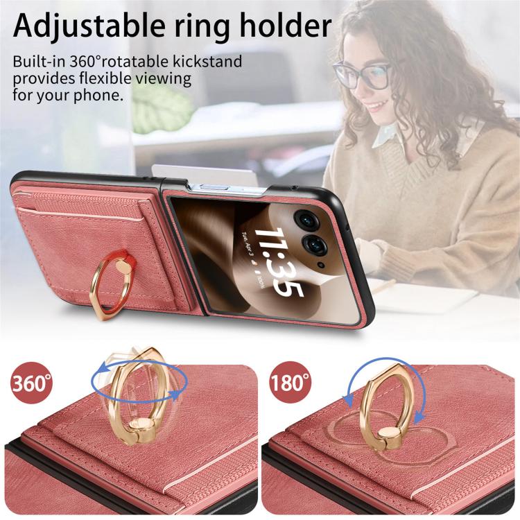 For Motorola Razr 60 Retro Skin-feel Ring Card Bag Phone Case