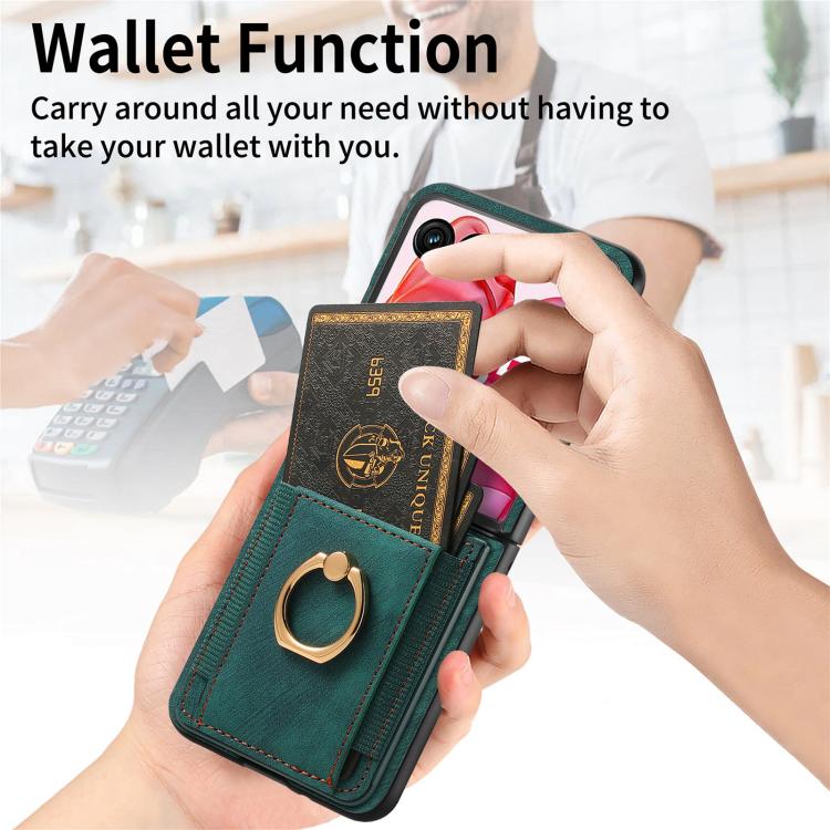 For Motorola Razr 60 Retro Skin-feel Ring Card Bag Phone Case
