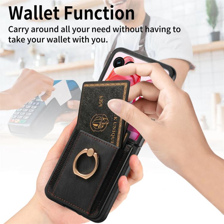 For Motorola Razr 60 Ultra Retro Skin-feel Ring Card Bag Phone Case