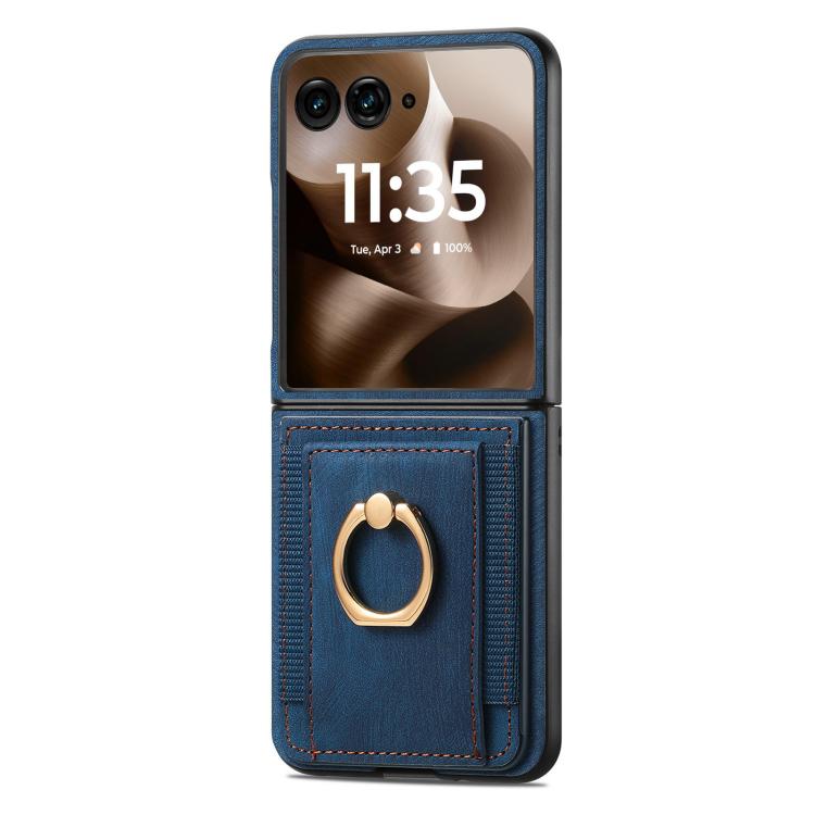 For Motorola Razr 60 Ultra Retro Skin-feel Ring Card Bag Phone Case
