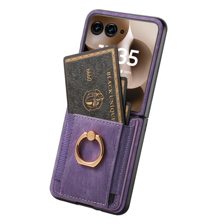 For Motorola Razr 60 Ultra Retro Skin-feel Ring Card Bag Phone Case