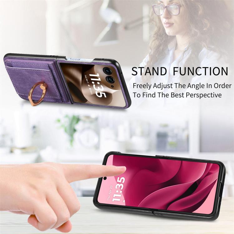 For Motorola Razr 60 Ultra Retro Skin-feel Ring Card Bag Phone Case