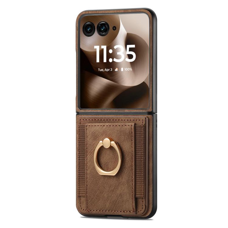 For Motorola Razr 60 Ultra Retro Skin-feel Ring Card Bag Phone Case