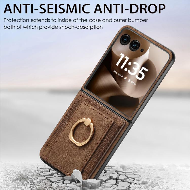 For Motorola Razr 60 Ultra Retro Skin-feel Ring Card Bag Phone Case