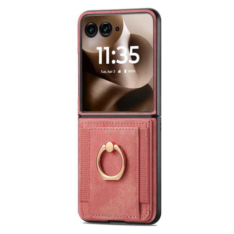 For Motorola Razr 60 Ultra Retro Skin-feel Ring Card Bag Phone Case