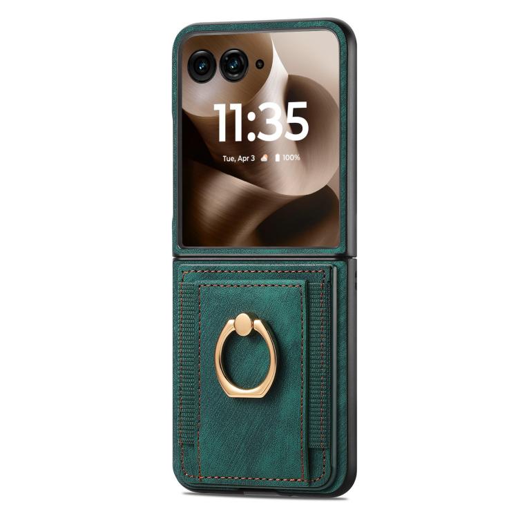 For Motorola Razr 60 Ultra Retro Skin-feel Ring Card Bag Phone Case