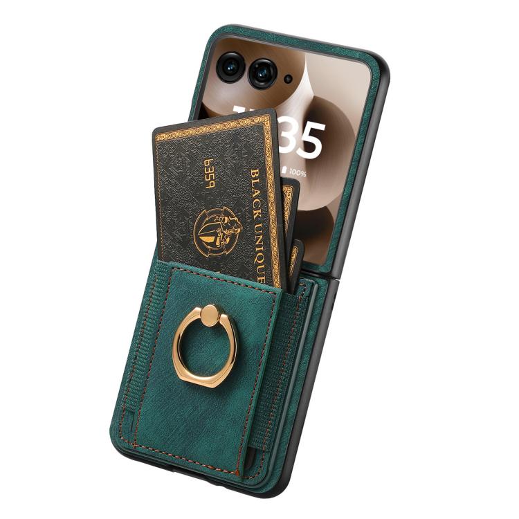 For Motorola Razr 60 Ultra Retro Skin-feel Ring Card Bag Phone Case