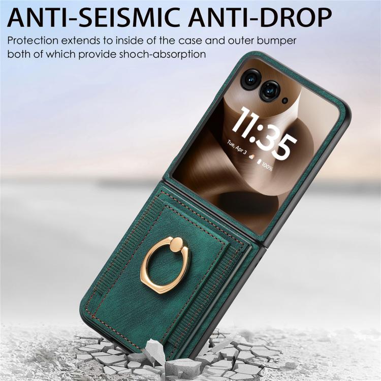 For Motorola Razr 60 Ultra Retro Skin-feel Ring Card Bag Phone Case