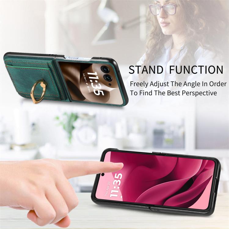 For Motorola Razr 60 Ultra Retro Skin-feel Ring Card Bag Phone Case