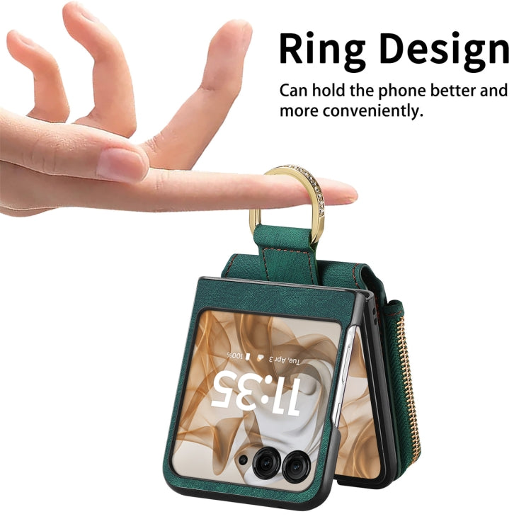 For Motorola Razr 50 Retro Ring Vertical Zipper Wallet Phone Case