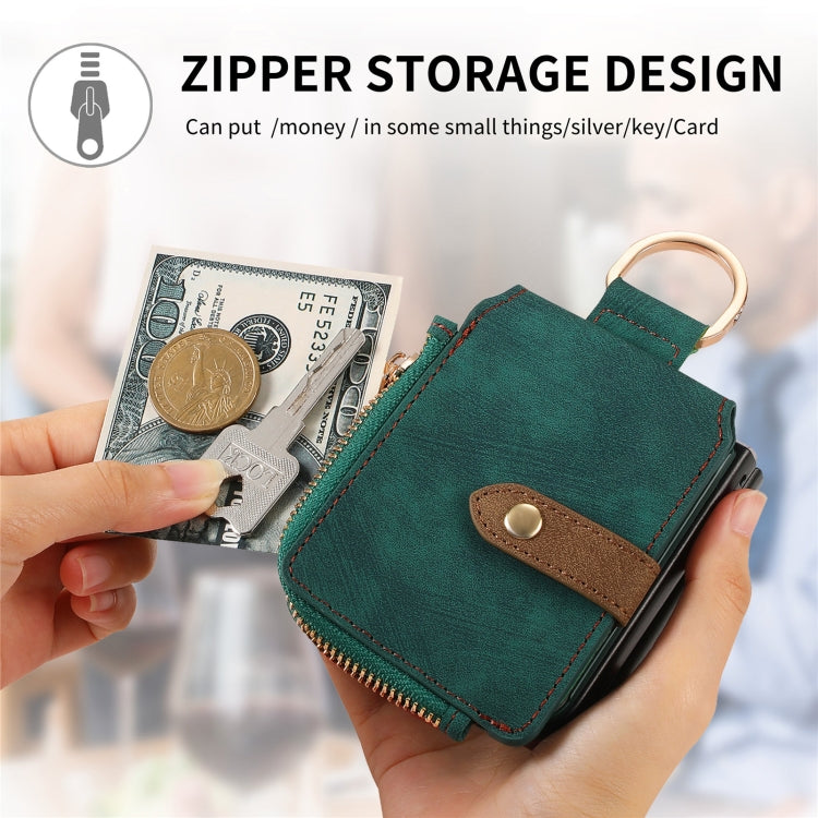 For Motorola Razr 50 Retro Ring Vertical Zipper Wallet Phone Case