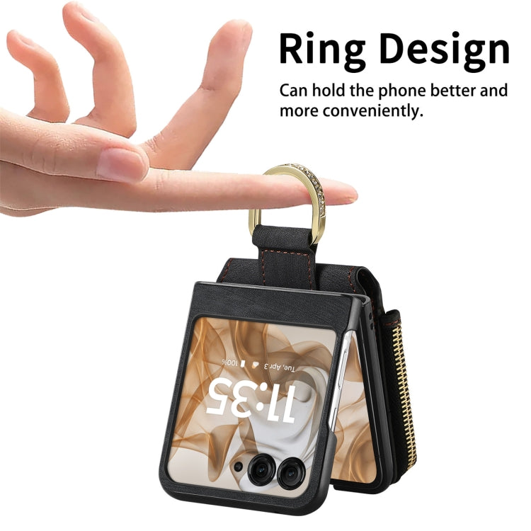 For Motorola Razr 50 Retro Ring Vertical Zipper Wallet Phone Case