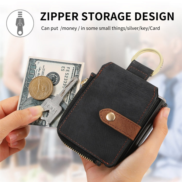 For Motorola Razr 50 Retro Ring Vertical Zipper Wallet Phone Case