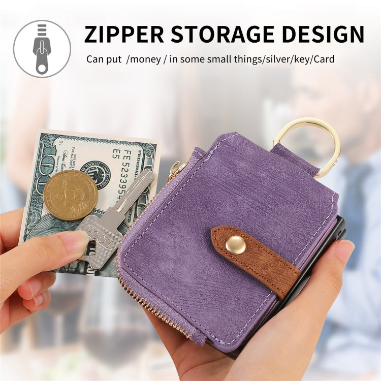For Motorola Razr 50 Retro Ring Vertical Zipper Wallet Phone Case