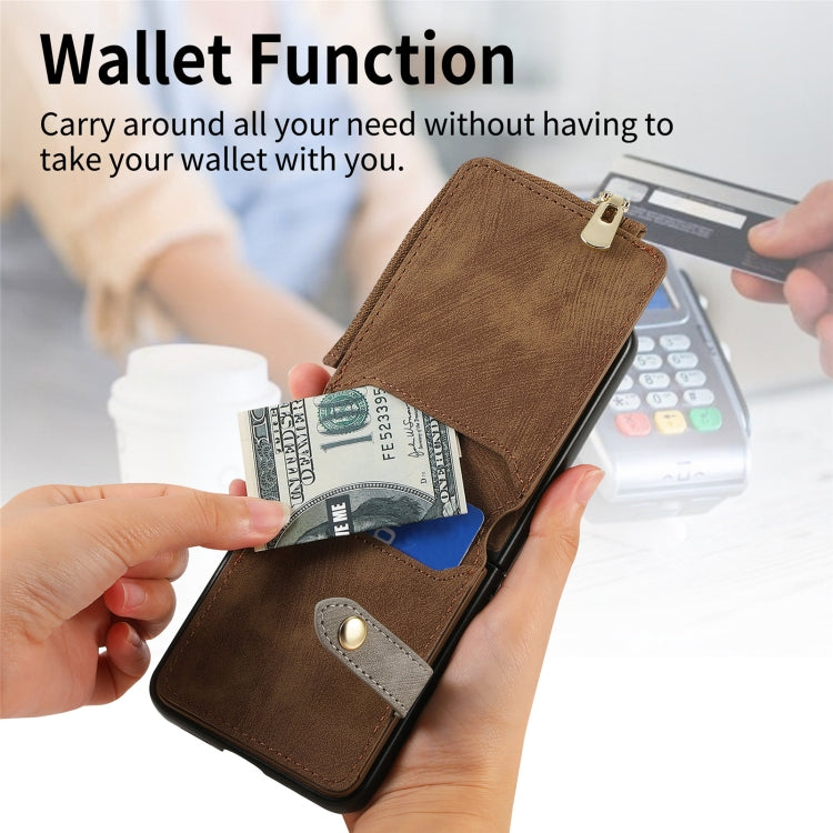For Motorola Razr 50 Ultra Retro Ring Vertical Zipper Wallet Phone Case