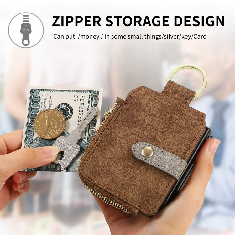 For Motorola Razr 50 Ultra Retro Ring Vertical Zipper Wallet Phone Case