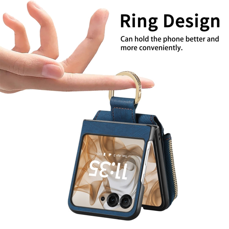 For Motorola Razr 50 Ultra Retro Ring Vertical Zipper Wallet Phone Case