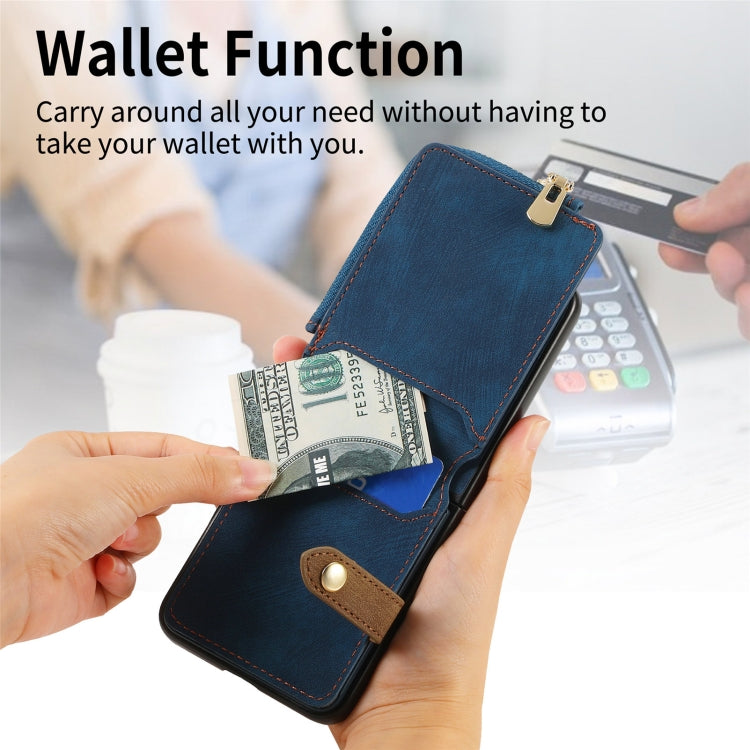 For Motorola Razr 50 Ultra Retro Ring Vertical Zipper Wallet Phone Case