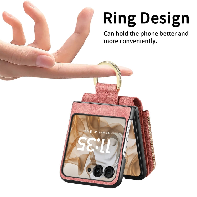 For Motorola Razr 50 Ultra Retro Ring Vertical Zipper Wallet Phone Case
