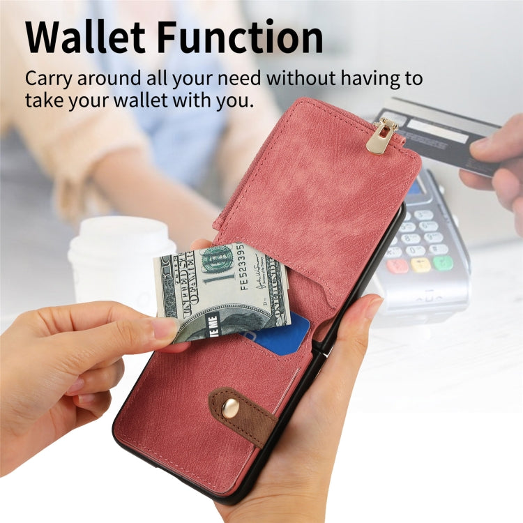 For Motorola Razr 50 Ultra Retro Ring Vertical Zipper Wallet Phone Case