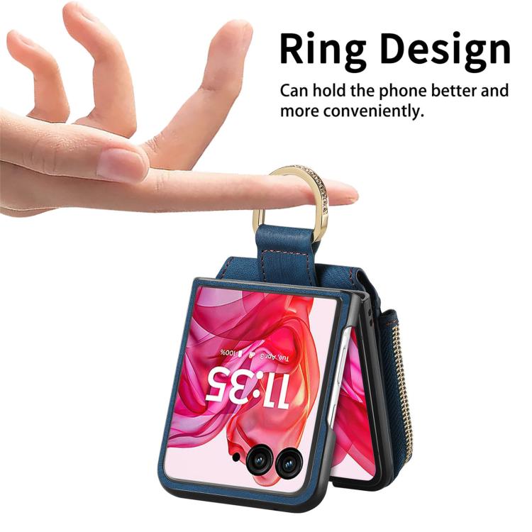 For Motorola Razr 60 Ultra Retro Ring Vertical Zipper Wallet Phone Case