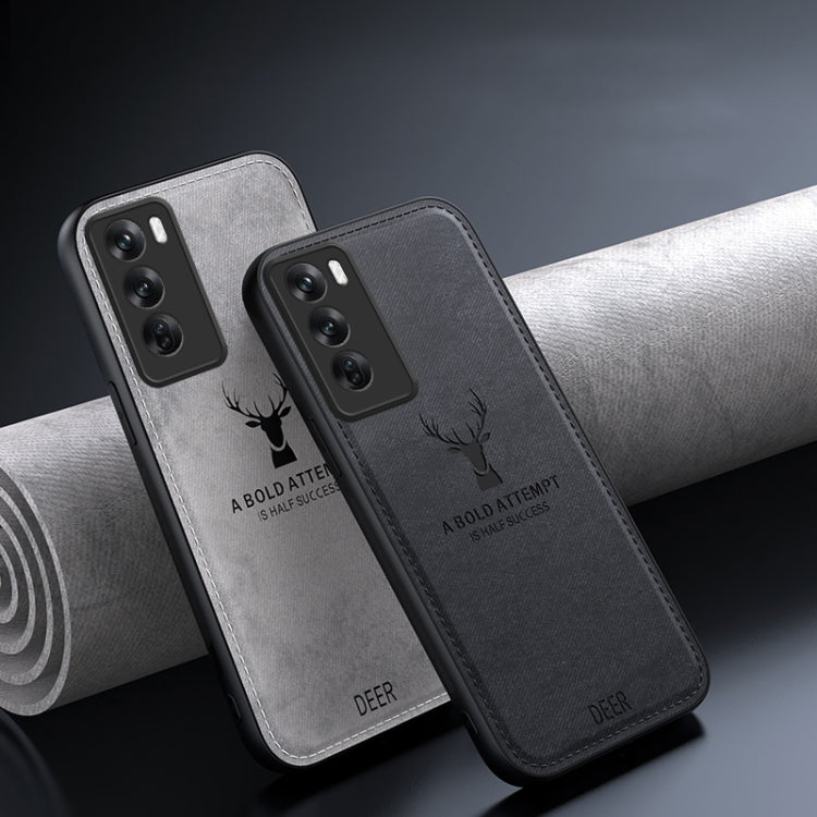 For OPPO Reno12 Global Deer Head Cloth Skin All-inclusive Phone Case